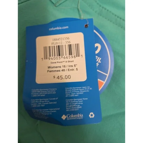 Columbia PFG Shorts Women’s Size 16 Omni Shade UPF 50 Turquoise NWT - Picture 8 of 9